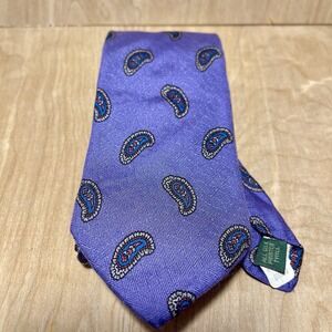 VTG Tom James Necktie Purple & Mini Paisley Pattern Twill 100% Silk